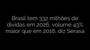 ​Brasil tem 332 milhões de dívidas em 2026, volume 43% maior que em 2016, diz Serasa 